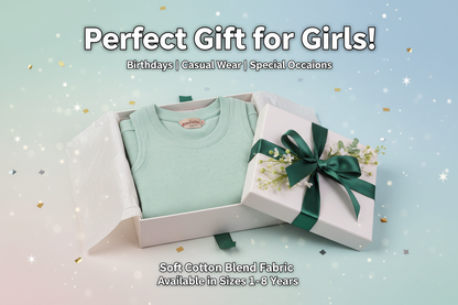 Cotton Blend Solid Top for Girls — Sea Green Casual Wear for Kids (1-8 Years)