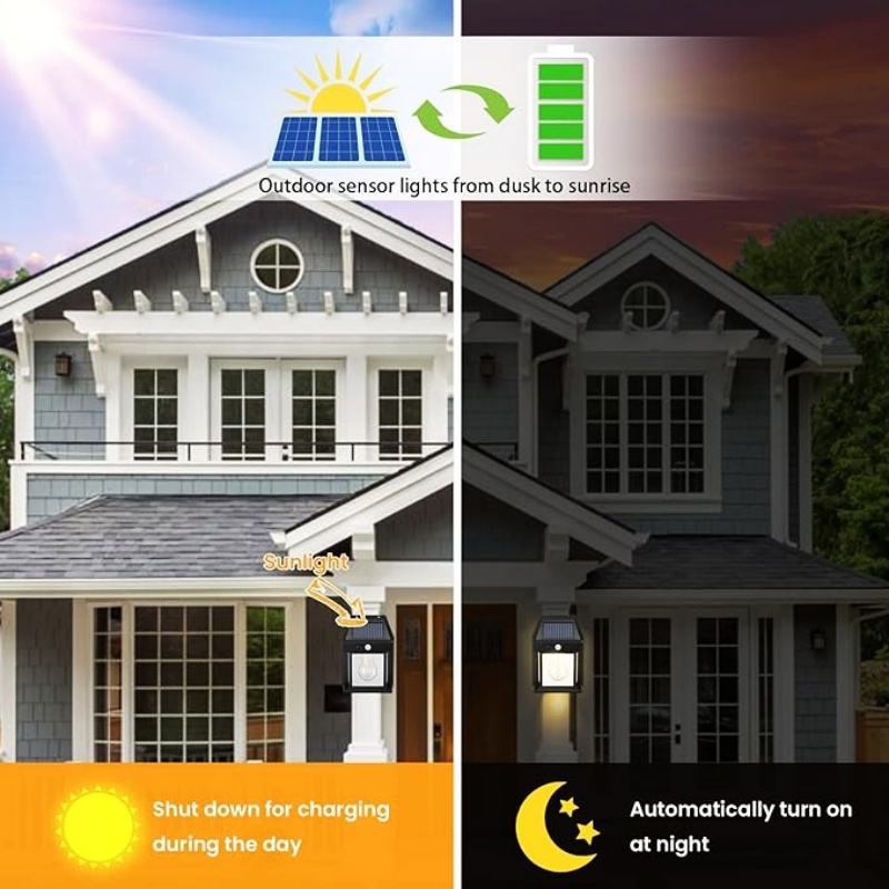 Solar Outdoor Wall Lamp Lights Waterproof Lighting With Motion Sensor Solar Wall Fence lights