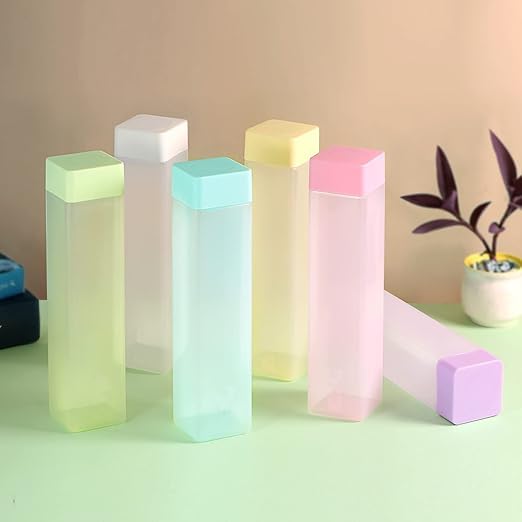 Square Frosted Transparent Bottle Juice Leak-Proof Travel Water 4 Bottle