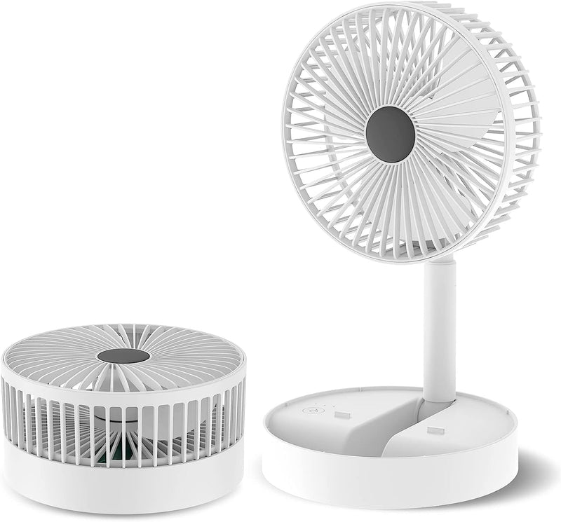 Table Fan (White) – Portable Folding, Rechargeable USB Type-C Fan with 3 Speed Settings