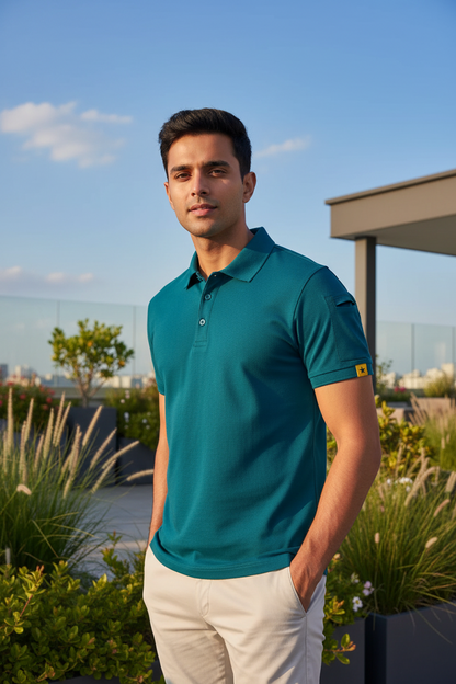 Men's Cotton Polo T-Shirt — Pack of 5 (Teal, Grey, Black, Purple, Beige)