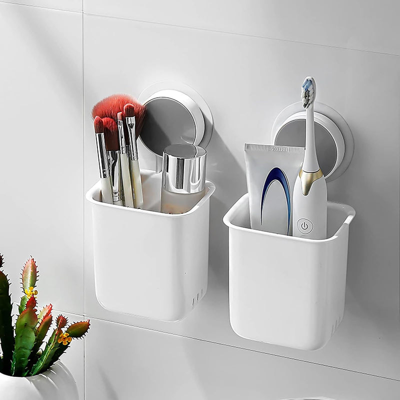 Toothbrush Holder for Bathroom, Plastic Wall Mounted Self Adhesive ( Pack Of 2 )