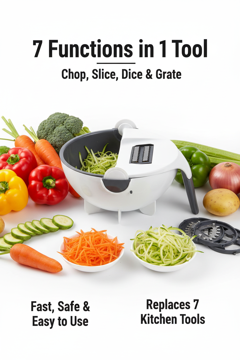 7 in 1 Multifunction Vegetable Cutter — Multi-Blade Food Chopper & Slicer for Kitchen