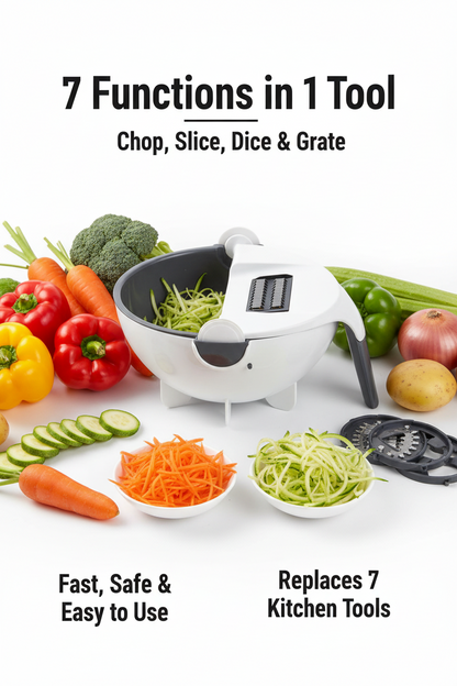 7 in 1 Multifunction Vegetable Cutter — Multi-Blade Food Chopper & Slicer for Kitchen