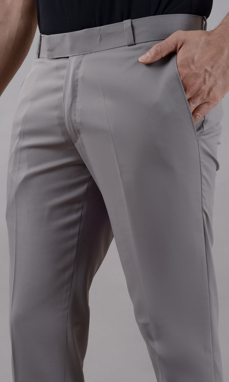 VILLAIN Light Purple Stretchable Men's Formal Trousers