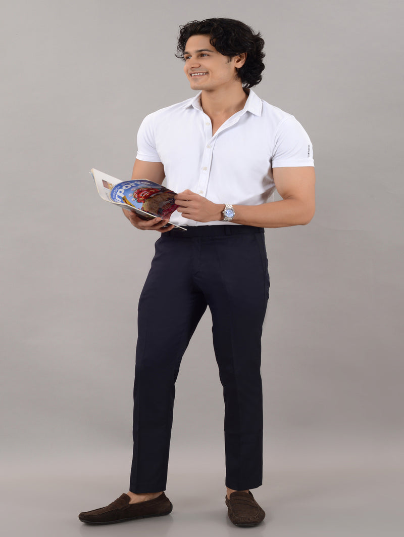Navy Blue Stretchable Formal Pant with Expandable Waist for Men (SIZE- 30,32,34,36)