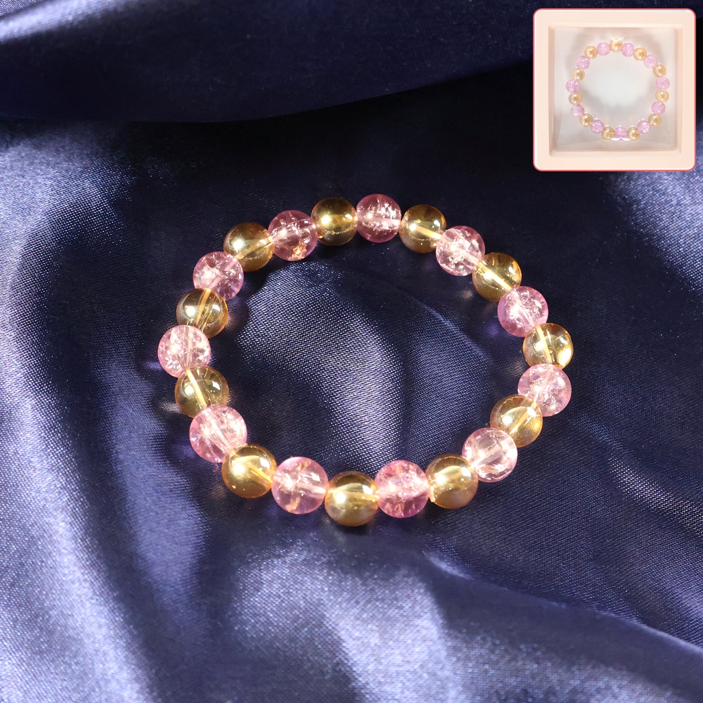 Elegant Dual-tone Crystal Beaded Stretch Bracelet (1 Pc)