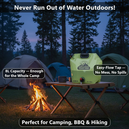 Foldable Large Capacity Outdoor Water Storage Bag — 8L with Tap & Handle for Camping, BBQ & Outdoor Cooking (Pack of 2)