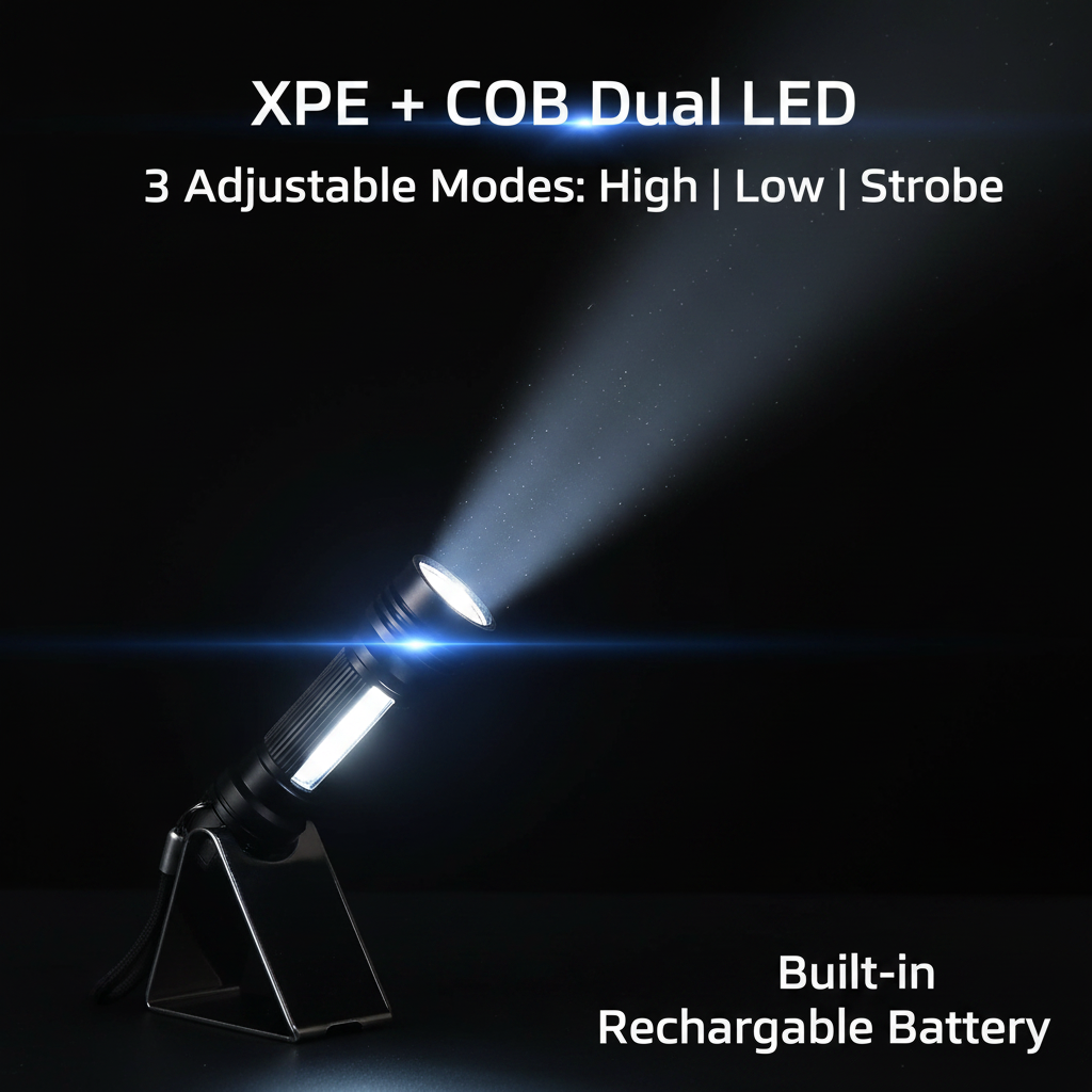 Mini Portable XPE + COB LED Tactical Flashlight — 3 Modes & Inbuilt Rechargeable Battery