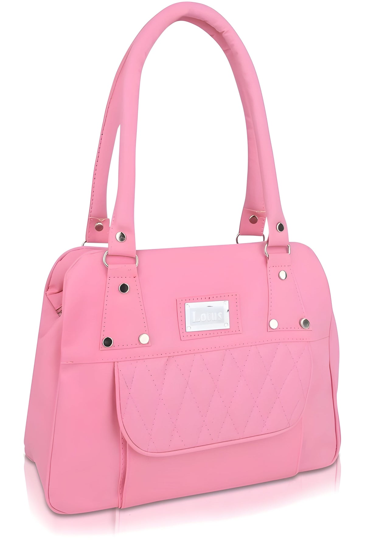 Pink Women’s Quilted Front Pocket Shoulder Handbag