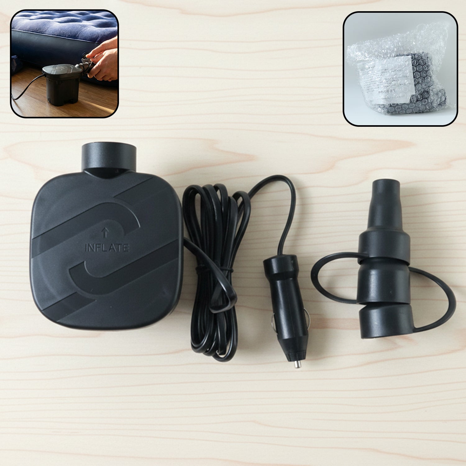 Portable Electric Air Pump Inflator Set With Car Charging Adapter (1 Set)