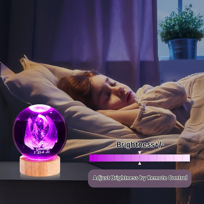 Zodiac Signs Crystal Ball Night Light, 3D Crystal Ball Night Light